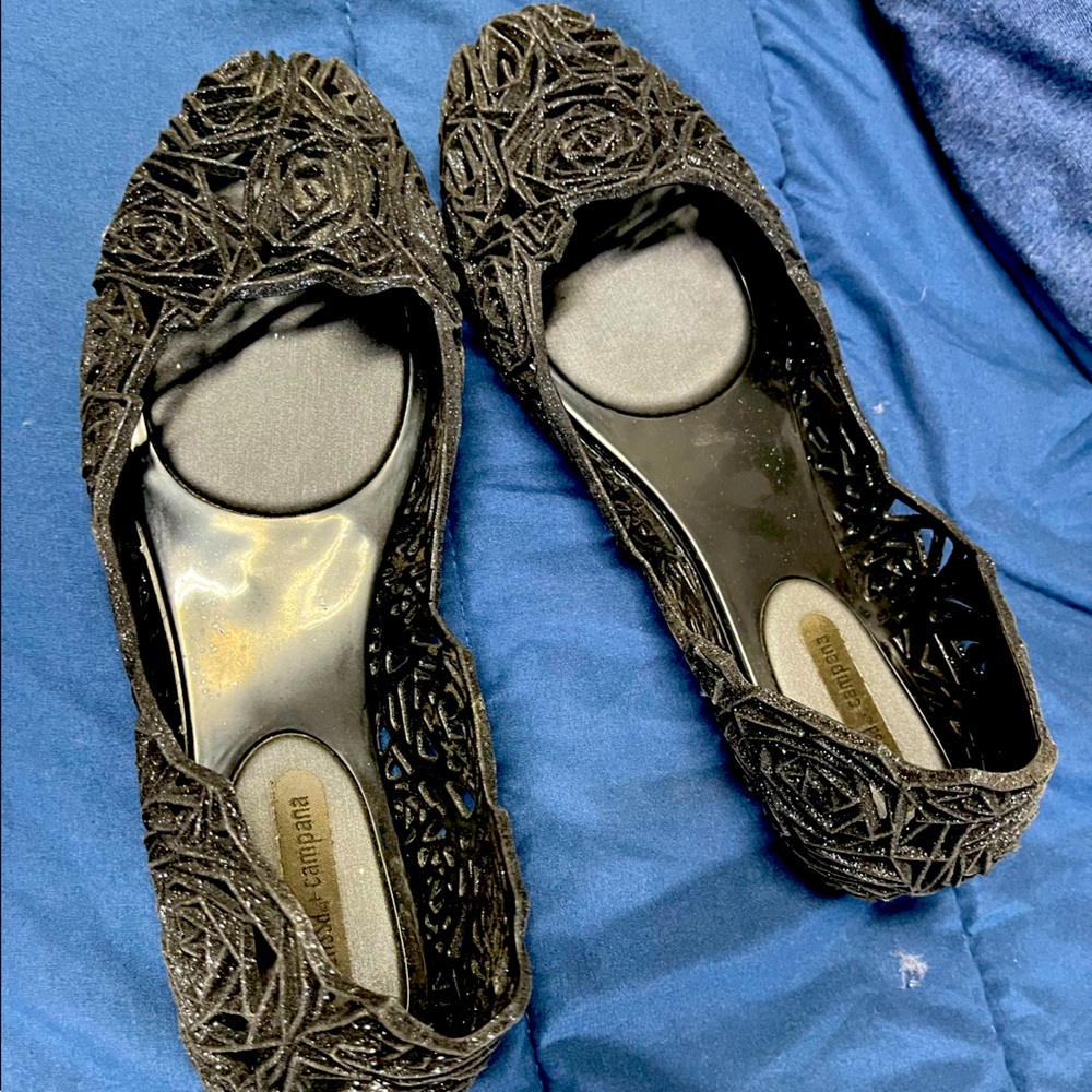 Melissa Shoes | Melissa + Campana Black Glitter Ballet Flat